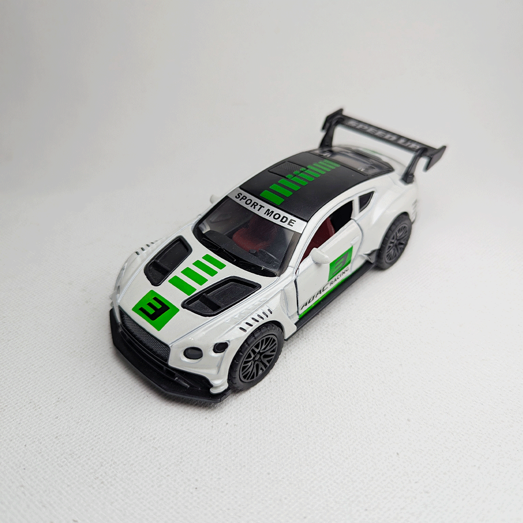 1:36 Continental GT3 Metal Car Diecast White with Graphics Green