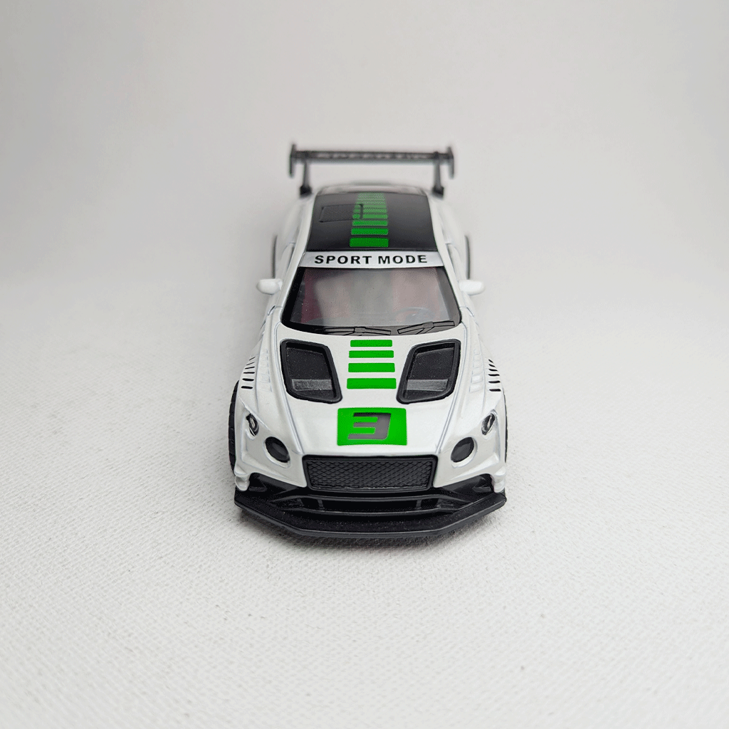 1:36 Continental GT3 Metal Car Diecast White with Graphics Green