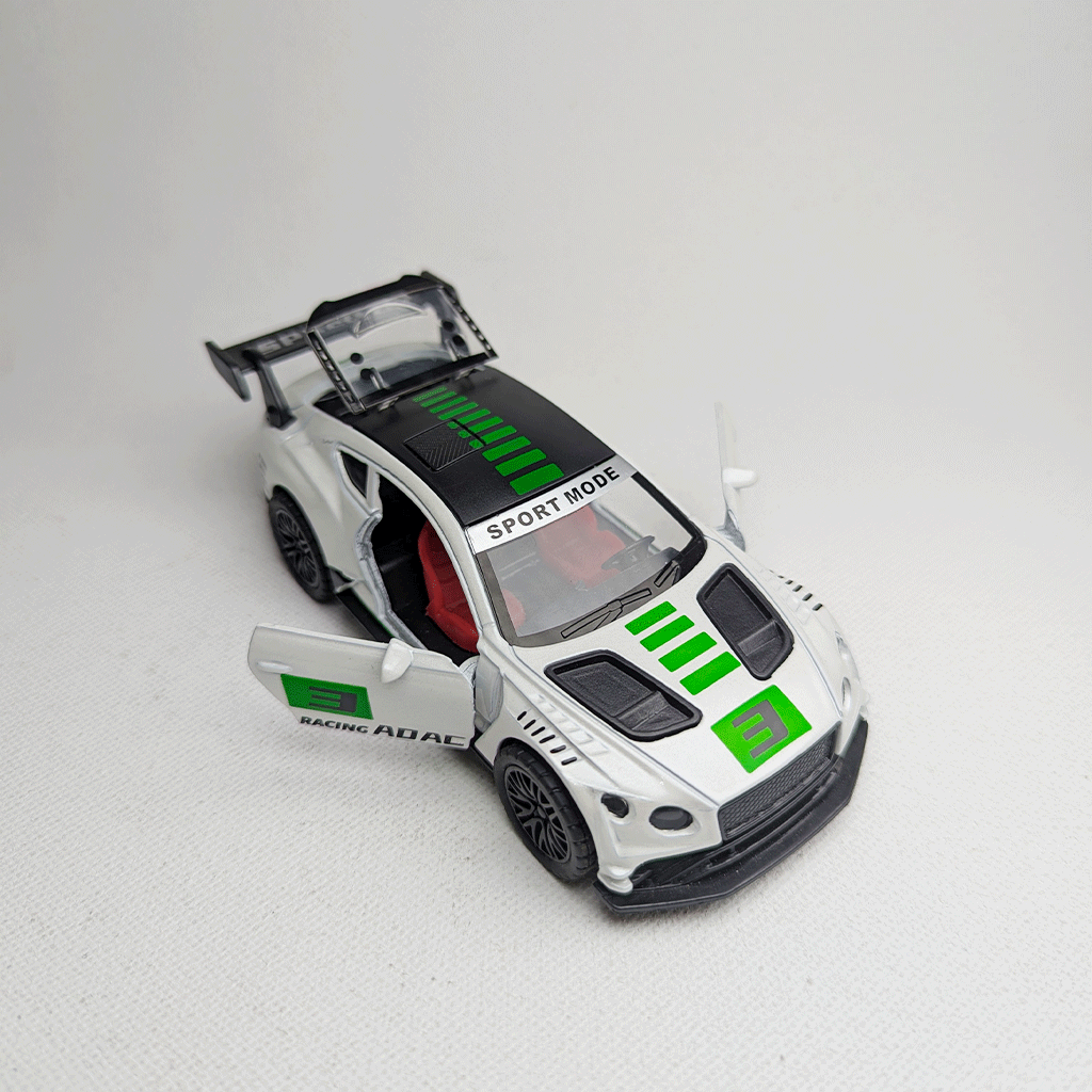 1:36 Continental GT3 Metal Car Diecast White with Graphics Green