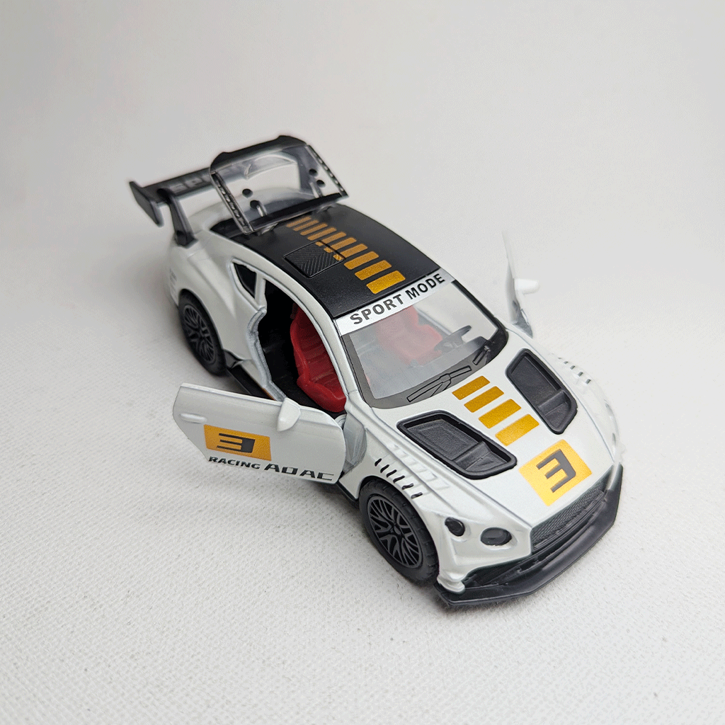 1:36 Continental GT3 Metal Car Diecast White with Graphics