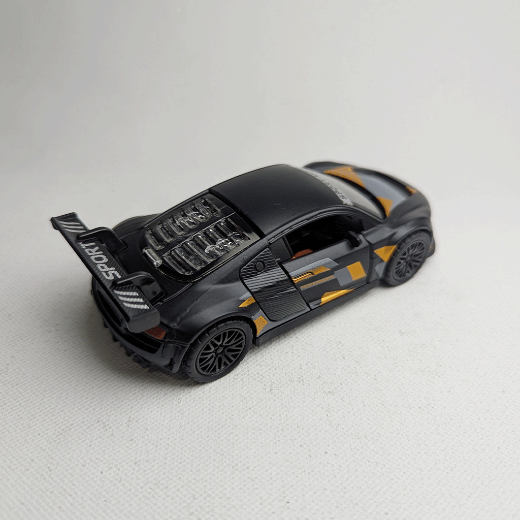 1:36 R8 Metal Car Diecast Black with Grapics