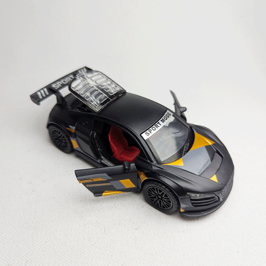1:36 R8 Metal Car Diecast Black with Grapics
