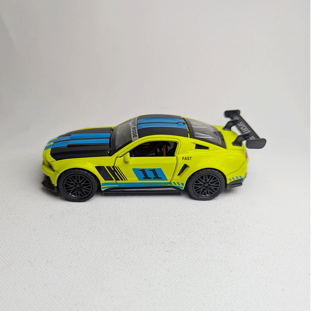 1:36 Mustang Metal Car Diecast Lime green with Graphics