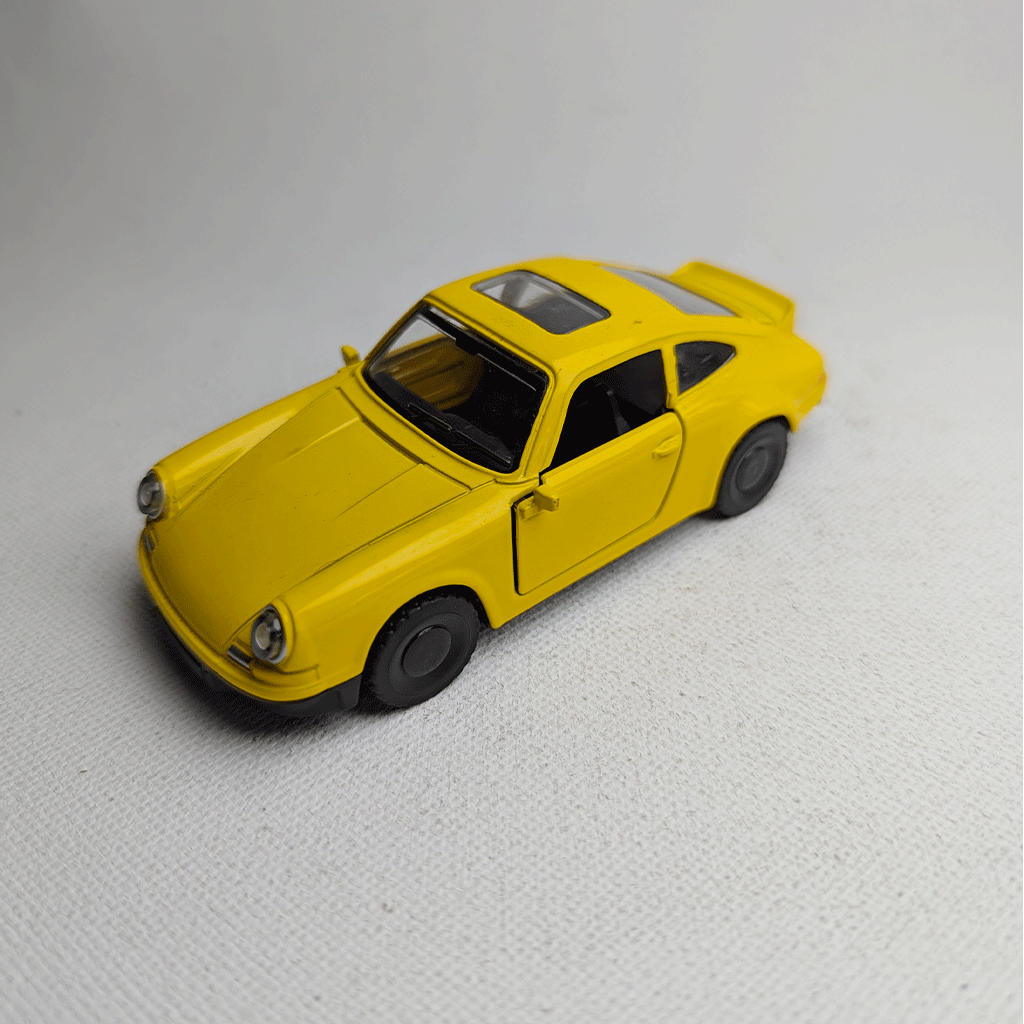 1:43 Porche Vintage Metal Diecast Car Yellow
