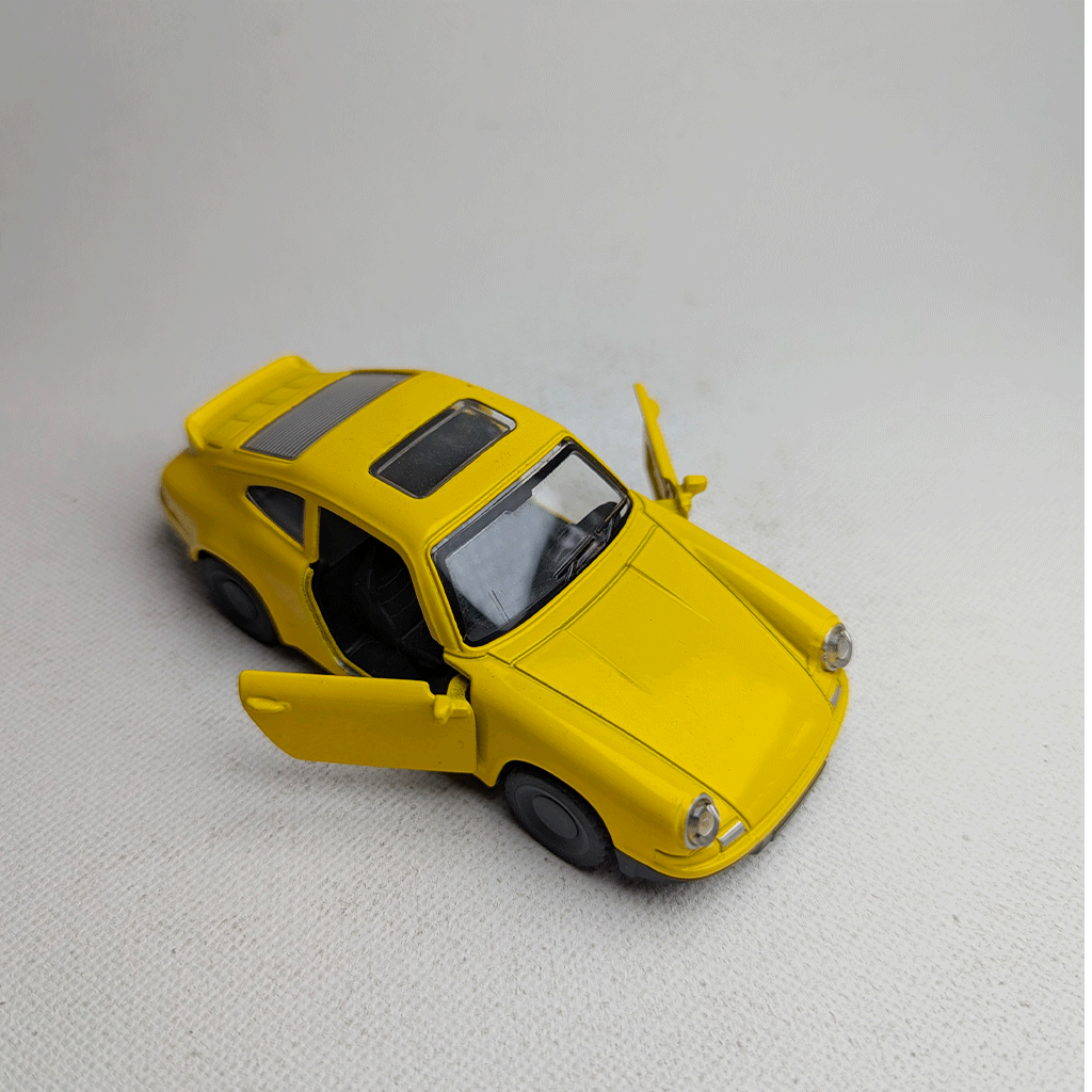 1:43 Porche Vintage Metal Diecast Car Yellow