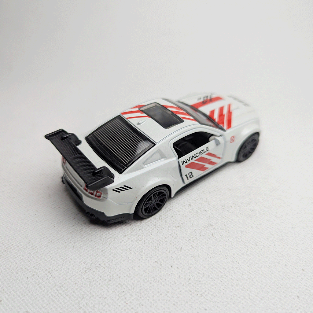1:43 Mustang White Metal Diecast with Red Grafics
