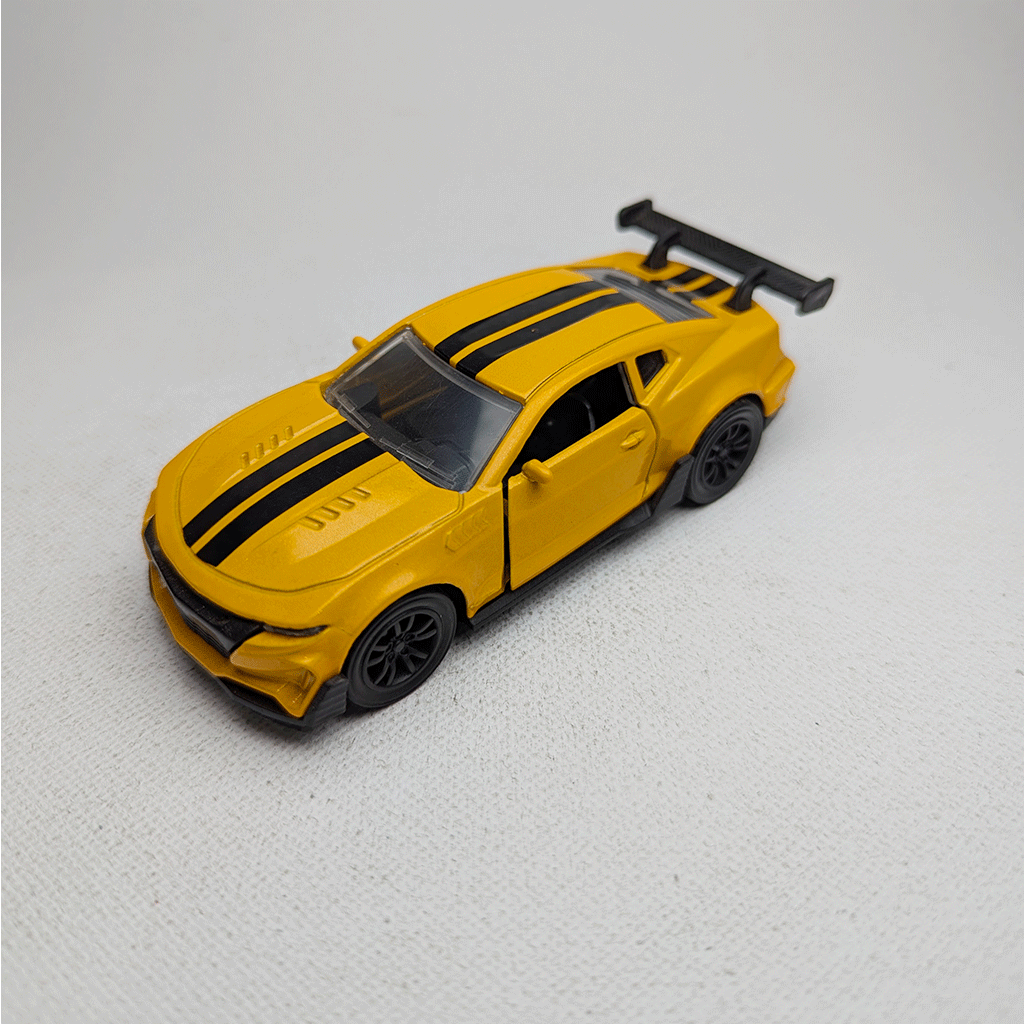 1:43 Camero Yellow Metal Diecast with Black Lines
