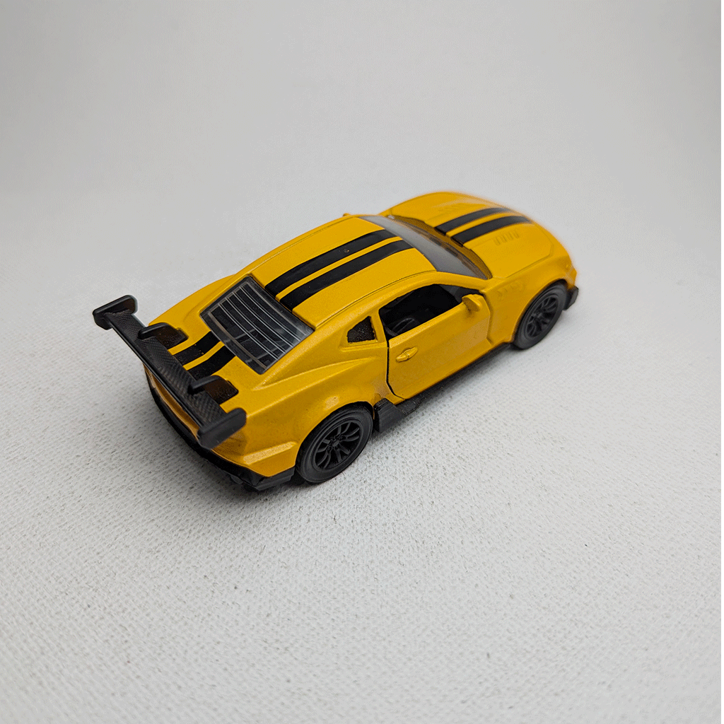 1:43 Camero Yellow Metal Diecast with Black Lines