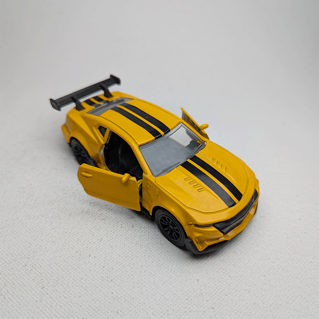 1:43 Camero Yellow Metal Diecast with Black Lines