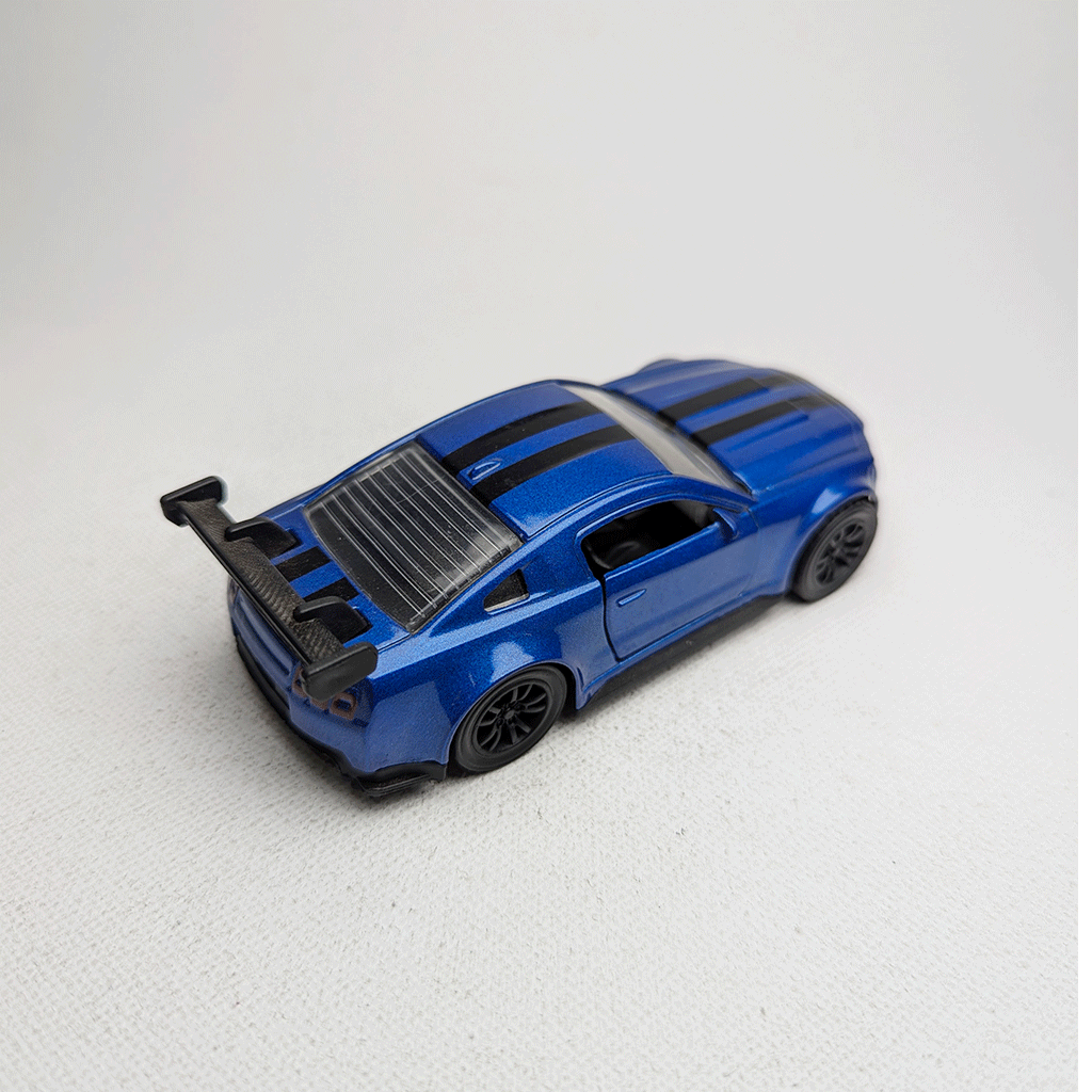 1:43 Mustang Blue Metal Diecast with Black Lines