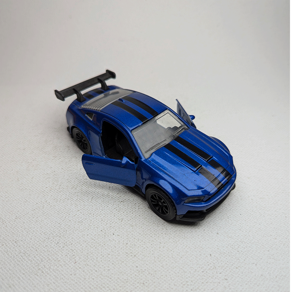 1:43 Mustang Blue Metal Diecast with Black Lines