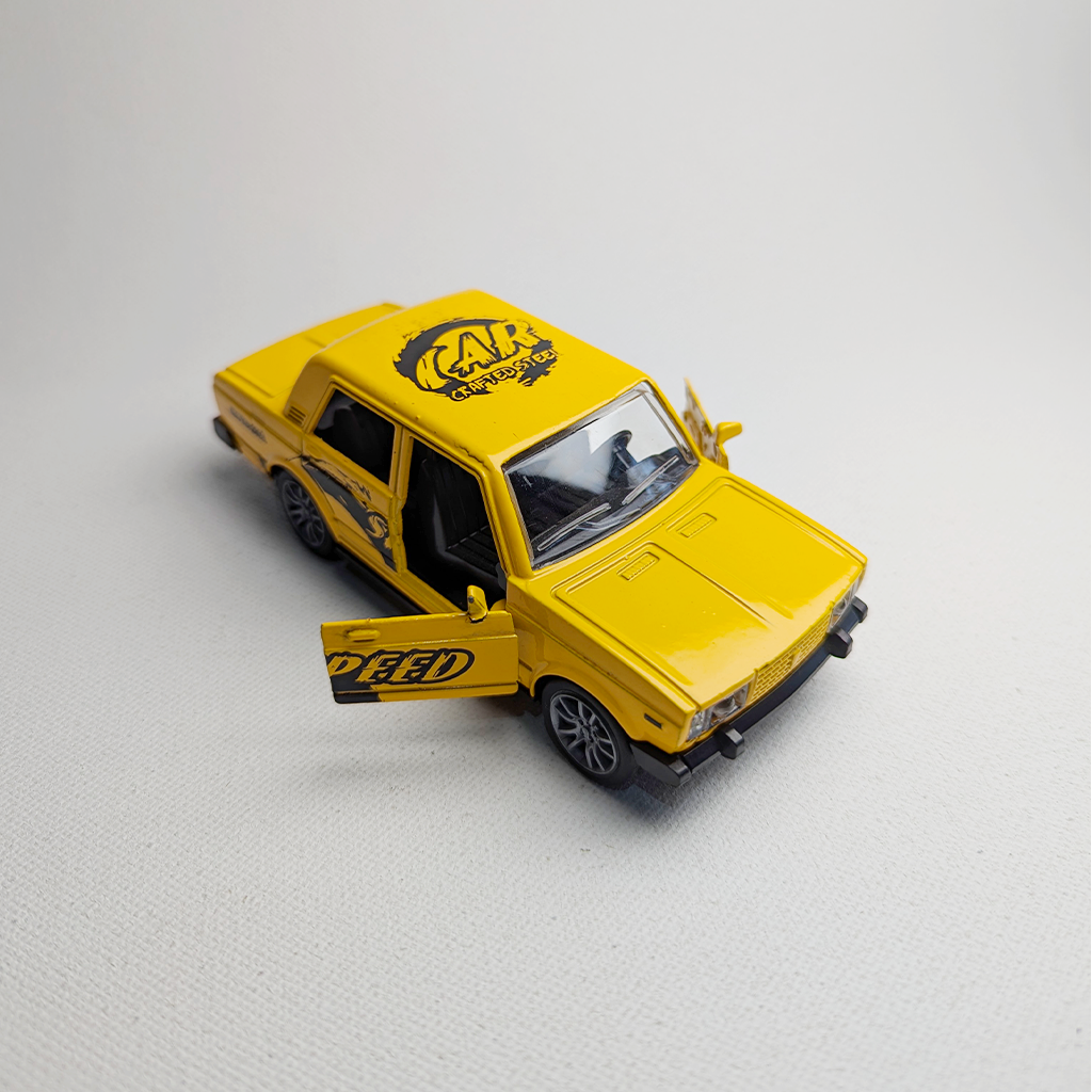 1:36 Lada Metal Diecast Car Yellow with Graphics