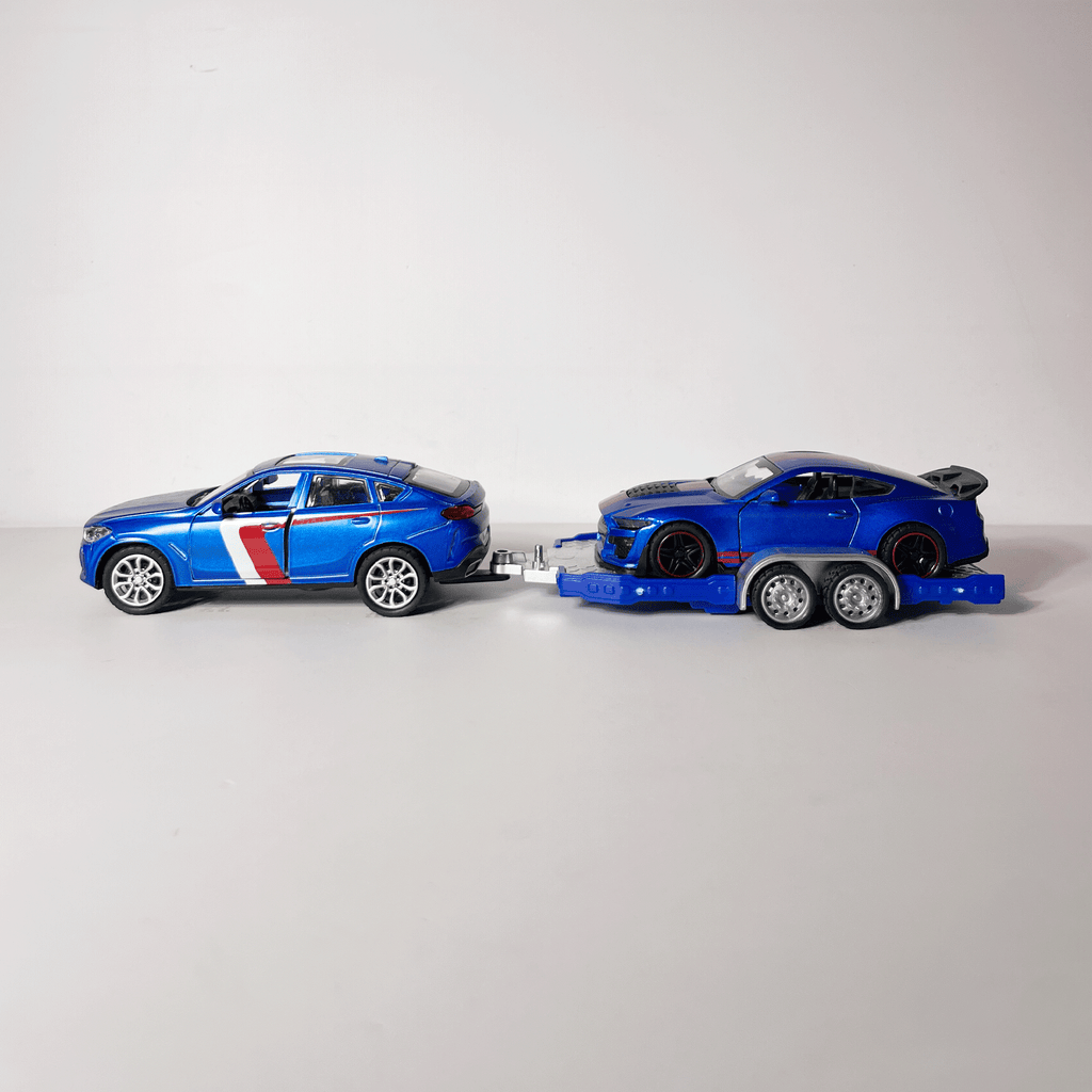 1:43 BMW X6 SUV with Sports Car Trailer Diecast Model Set