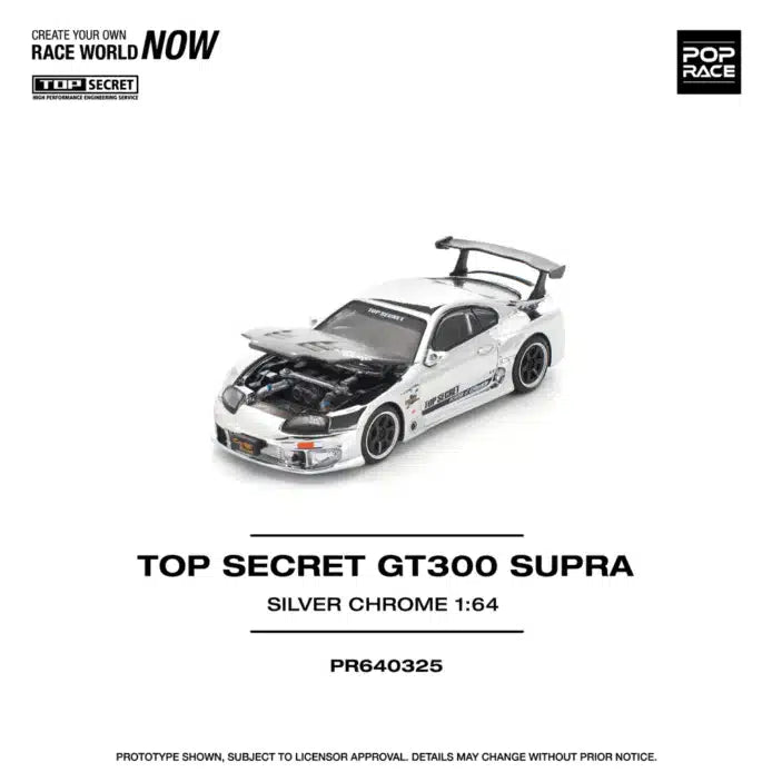 POP RACE 1:64 TOP SECRET GT300 Supra Silver Chrome