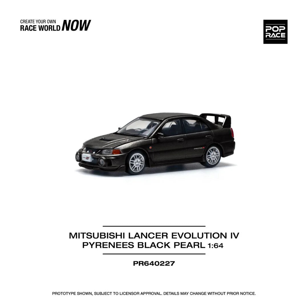 POP RACE 1:64 Mitsubishi Lancer Evolution IV Pyrenees Black Pearl