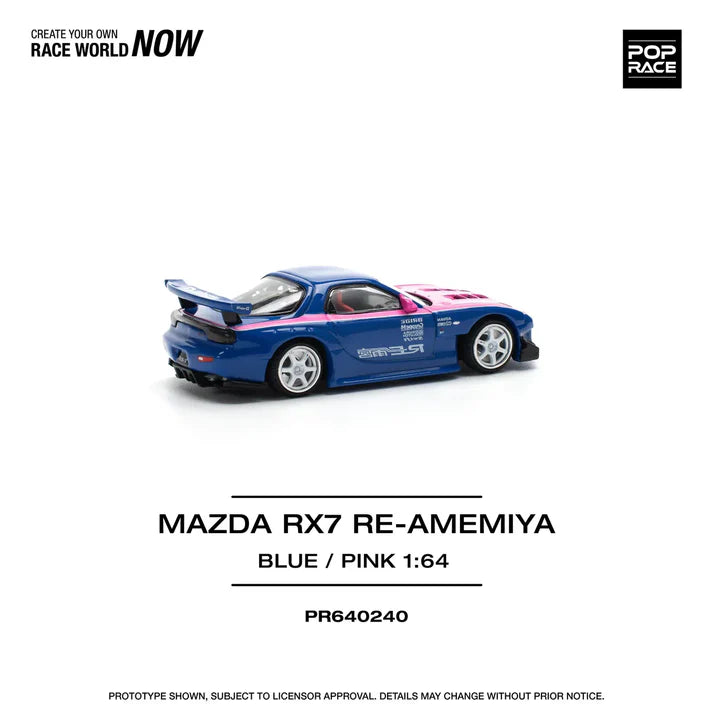 POP RACE 1:64 Mazda RX-7 RE-Amemiya Blue / Pink