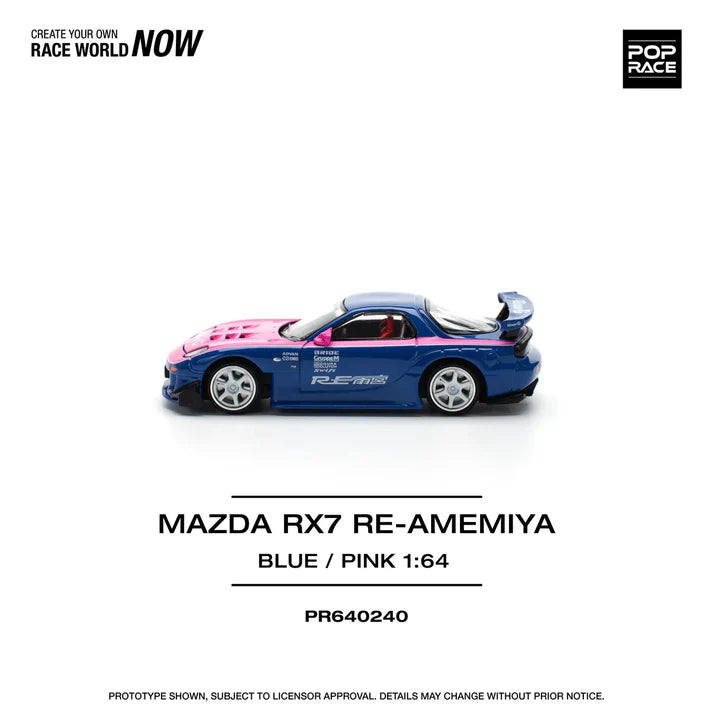 POP RACE 1:64 Mazda RX-7 RE-Amemiya Blue / Pink