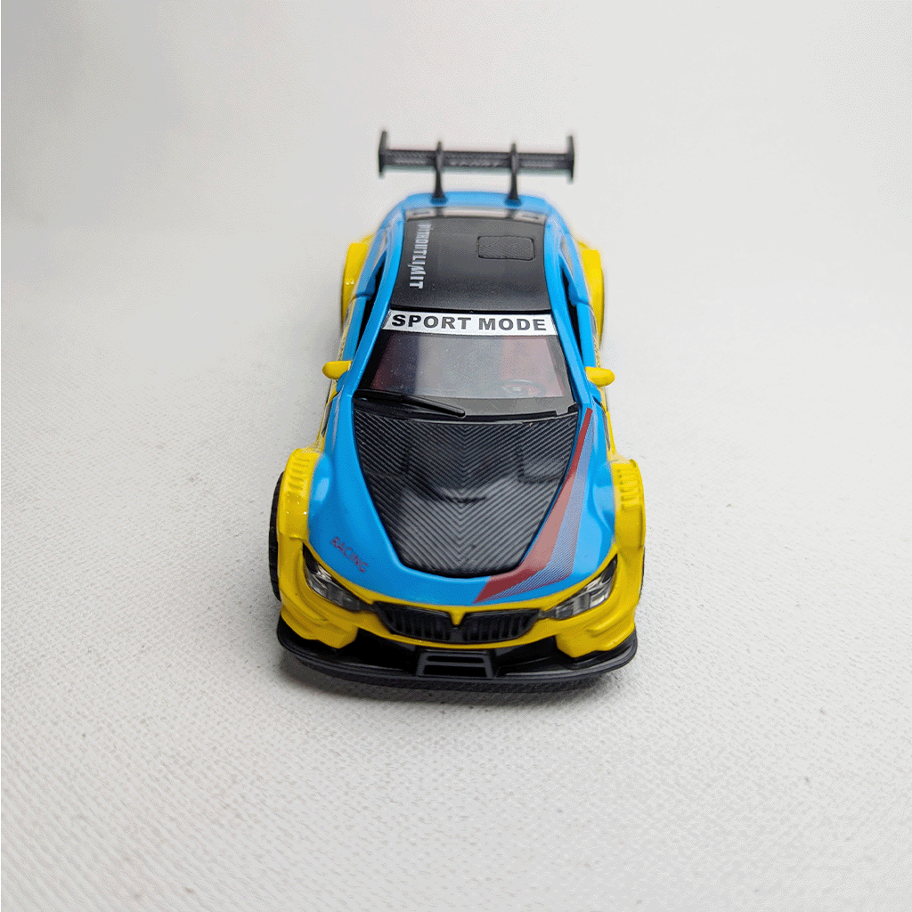 1:36 BMW M4 DTM Metal Diecast Yellow Blue Red Stripe