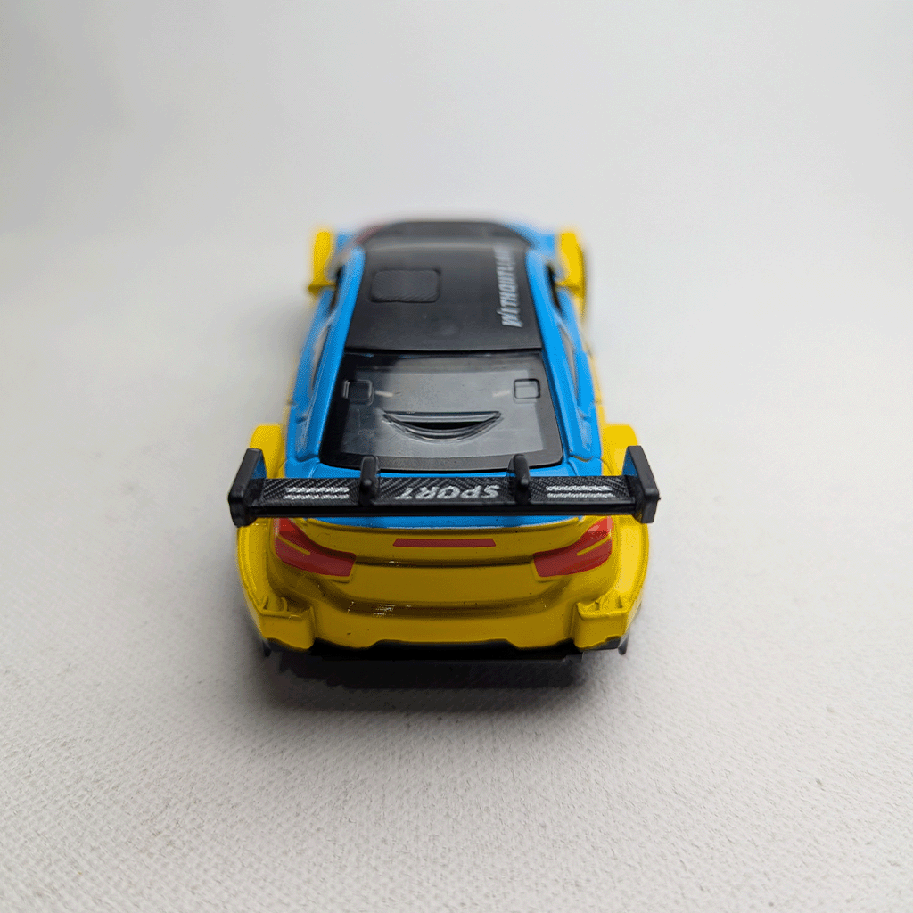 1:36 BMW M4 DTM Metal Diecast Yellow Blue Red Stripe