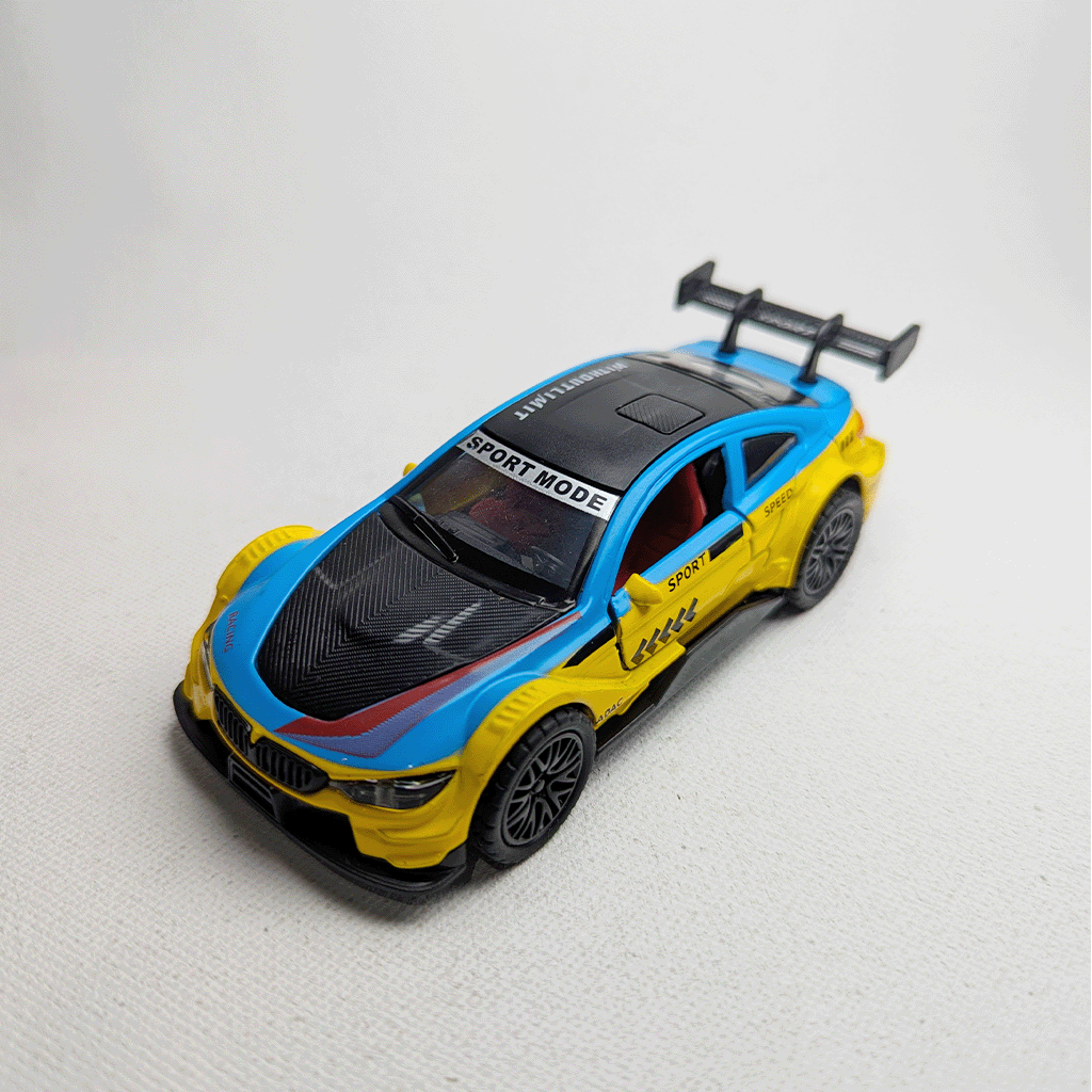 1:36 BMW M4 DTM Metal Diecast Yellow Blue Red Stripe