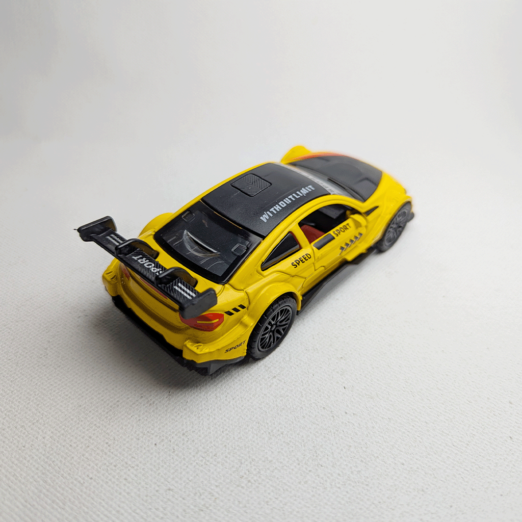 1:36 BMW M4 DTM Metal Diecast Yellow Black Red Stripe