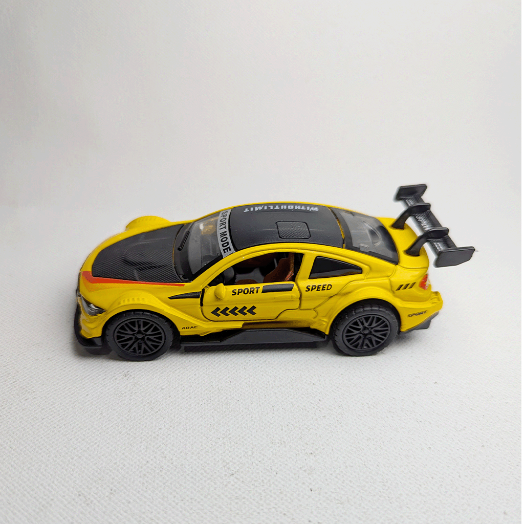 1:36 BMW M4 DTM Metal Diecast Yellow Black Red Stripe