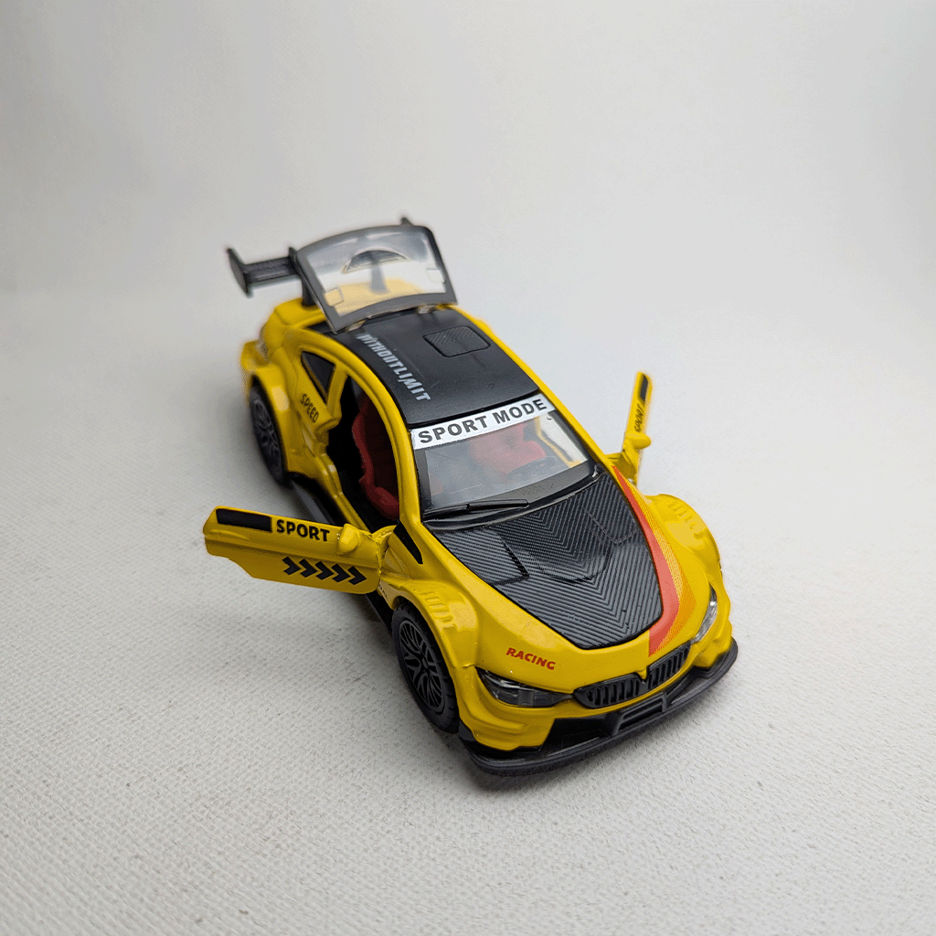 1:36 BMW M4 DTM Metal Diecast Yellow Black Red Stripe