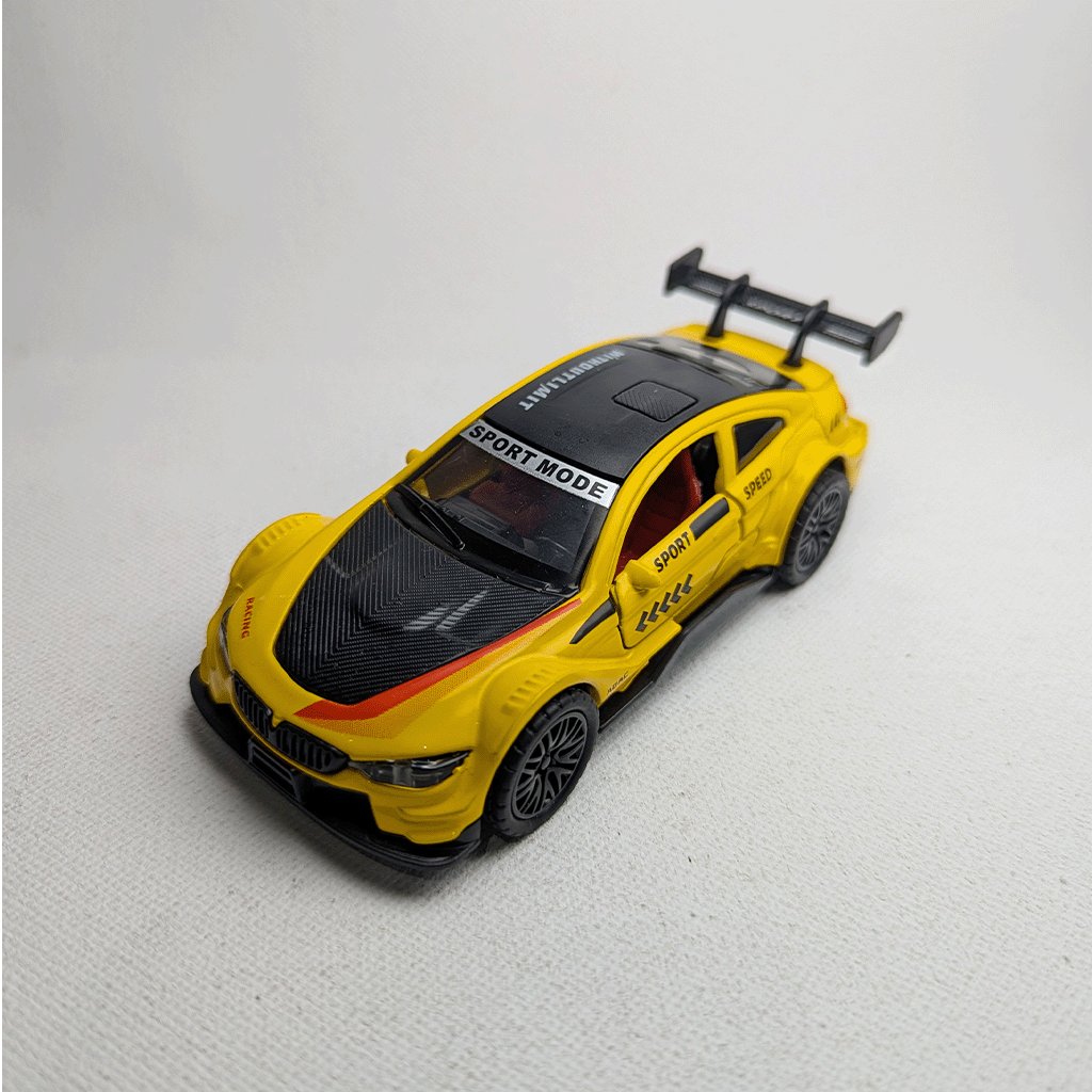 1:36 BMW M4 DTM Metal Diecast Yellow Black Red Stripe