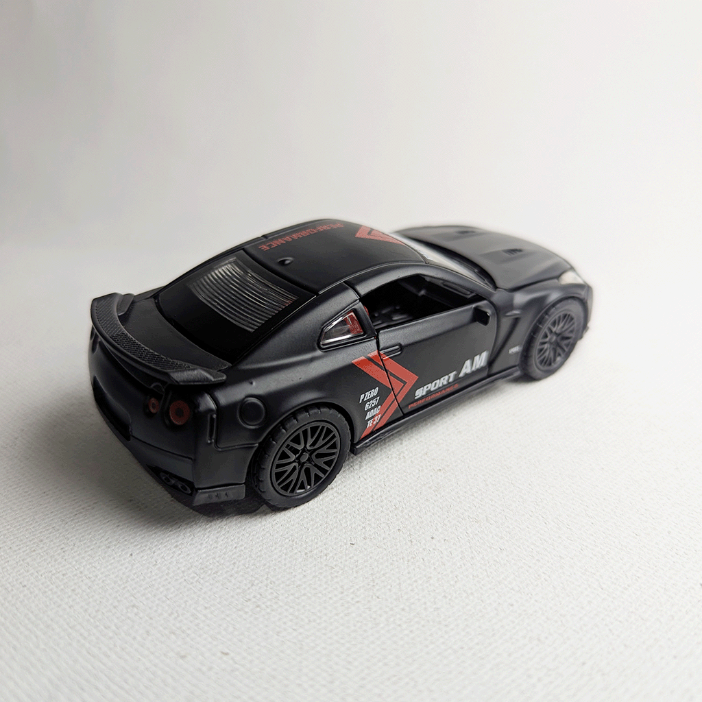 1:36 GTR R35 Metal Diecast Black with Graphics
